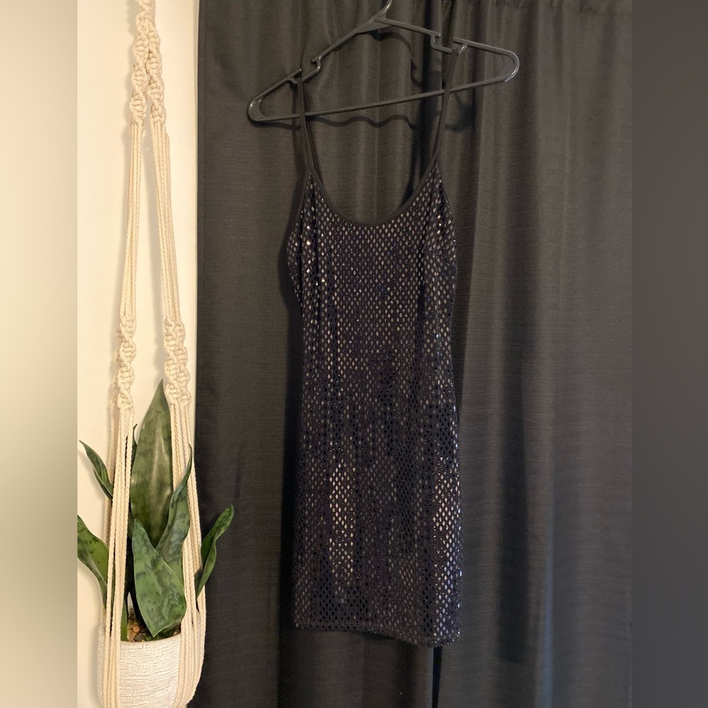 Windsor Store black, shiny dress. Unknown size, fits as a small or medium.